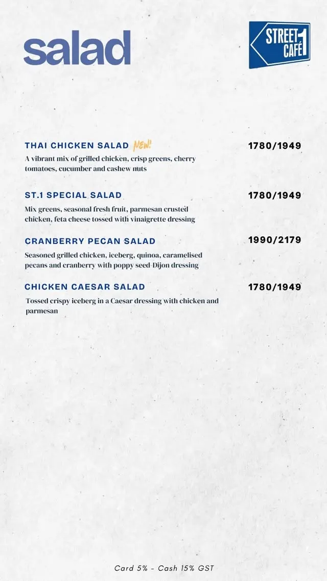 Street 1 Cafe menu, page 3
