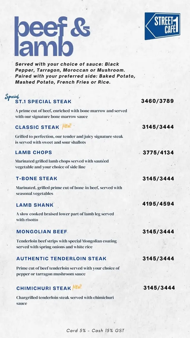 Street 1 Cafe menu, page 6