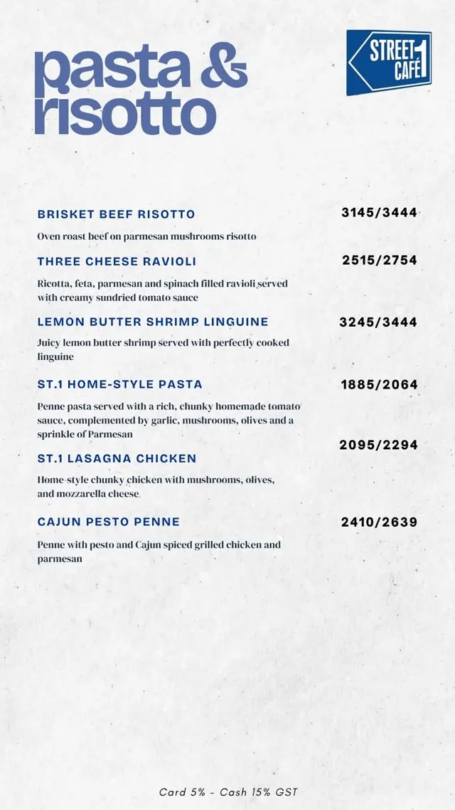 Street 1 Cafe menu, page 7