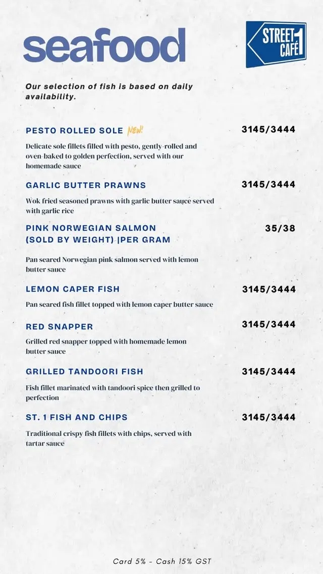 Street 1 Cafe menu, page 8