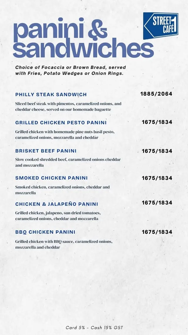 Street 1 Cafe menu, page 9