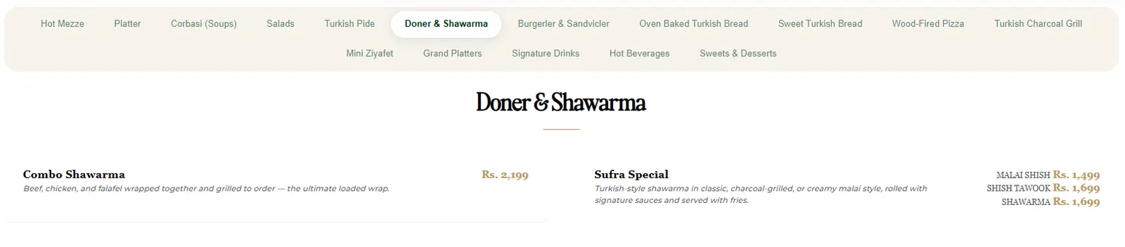SUFRA Turkish & Mediterranean menu, page 6