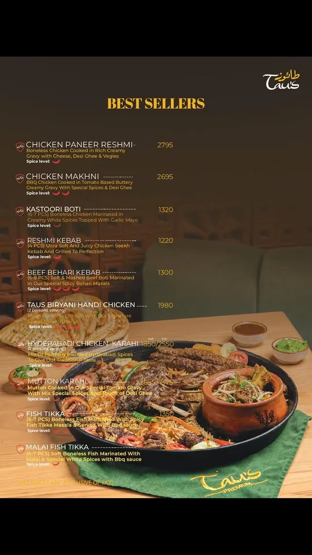 Taus Islamabad Premium menu, page 3