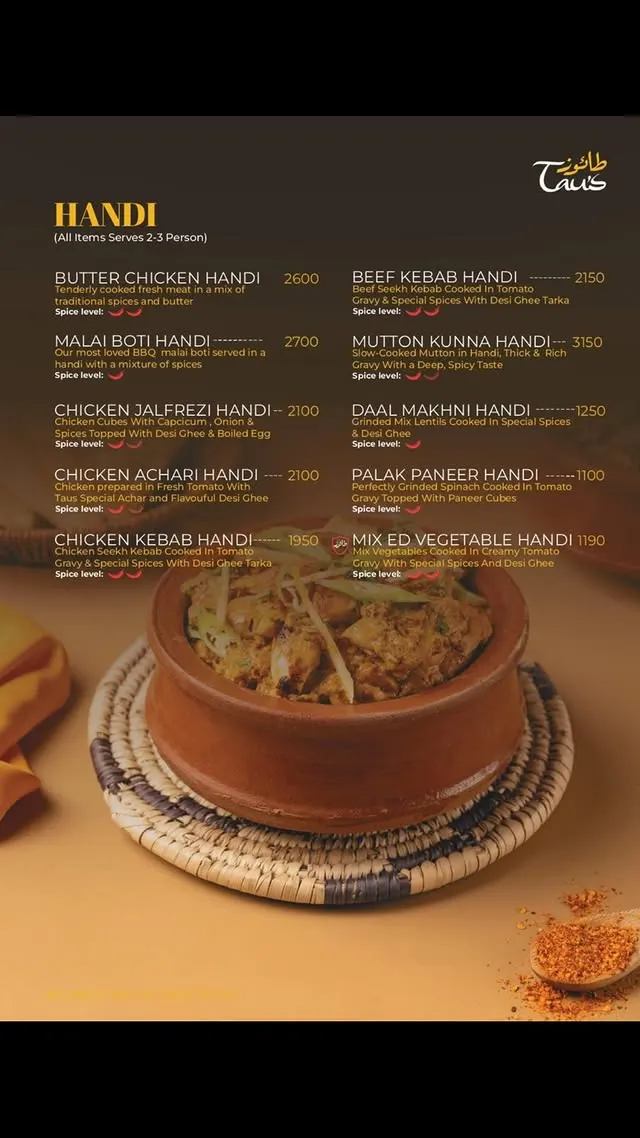 Taus Islamabad Premium menu, page 5