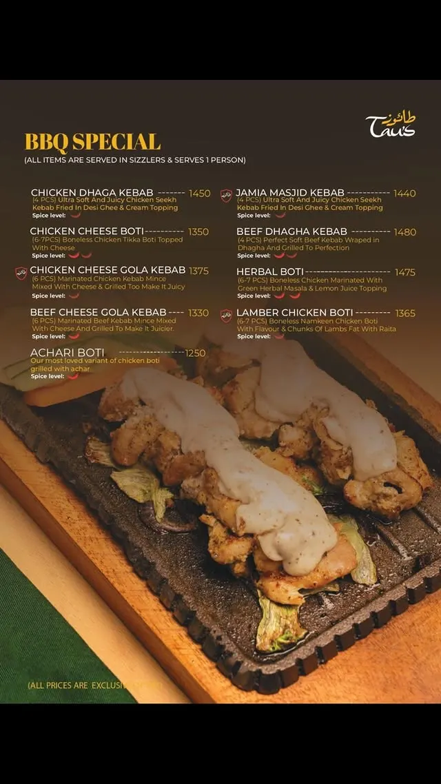 Taus Islamabad Premium menu, page 8