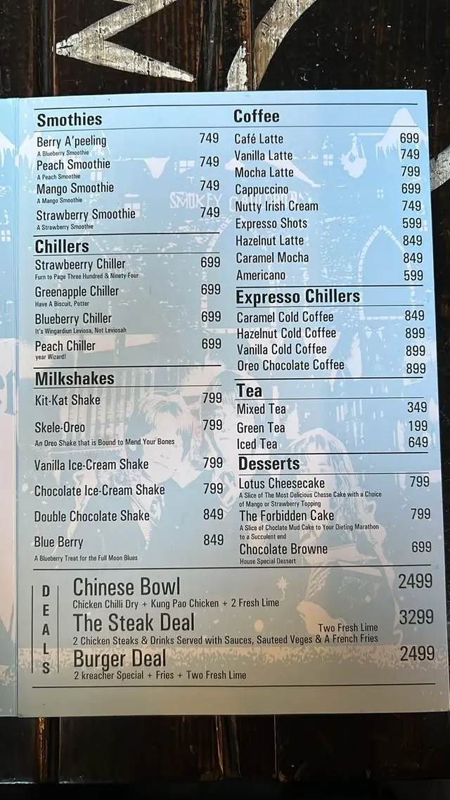 The Smokey Cauldron menu, page 4