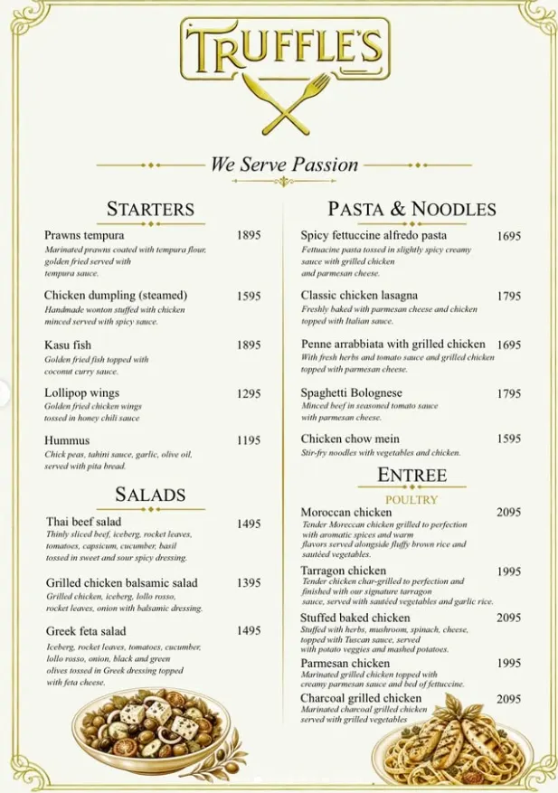 Truffles Restaurant menu, page 2