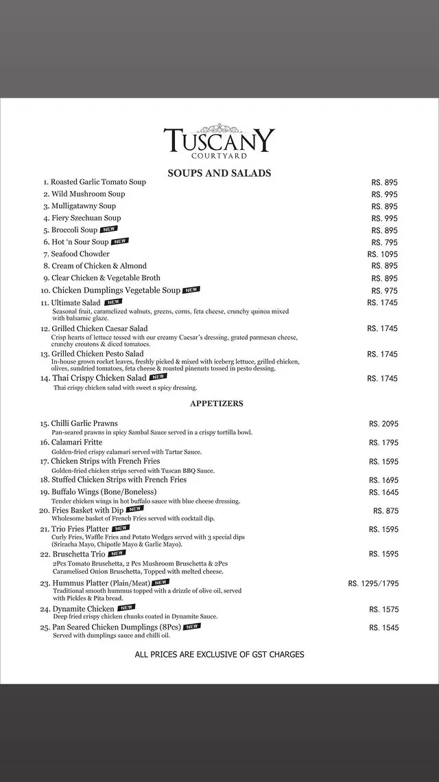 Tuscany Courtyard menu, page 2