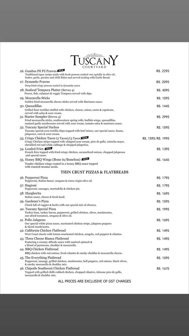 Tuscany Courtyard menu, page 3