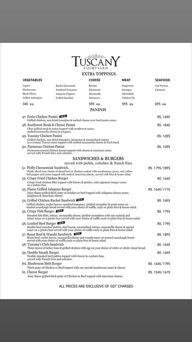 Tuscany Courtyard menu, page 4