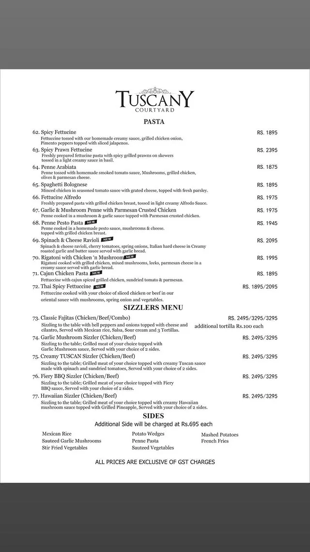 Tuscany Courtyard menu, page 5