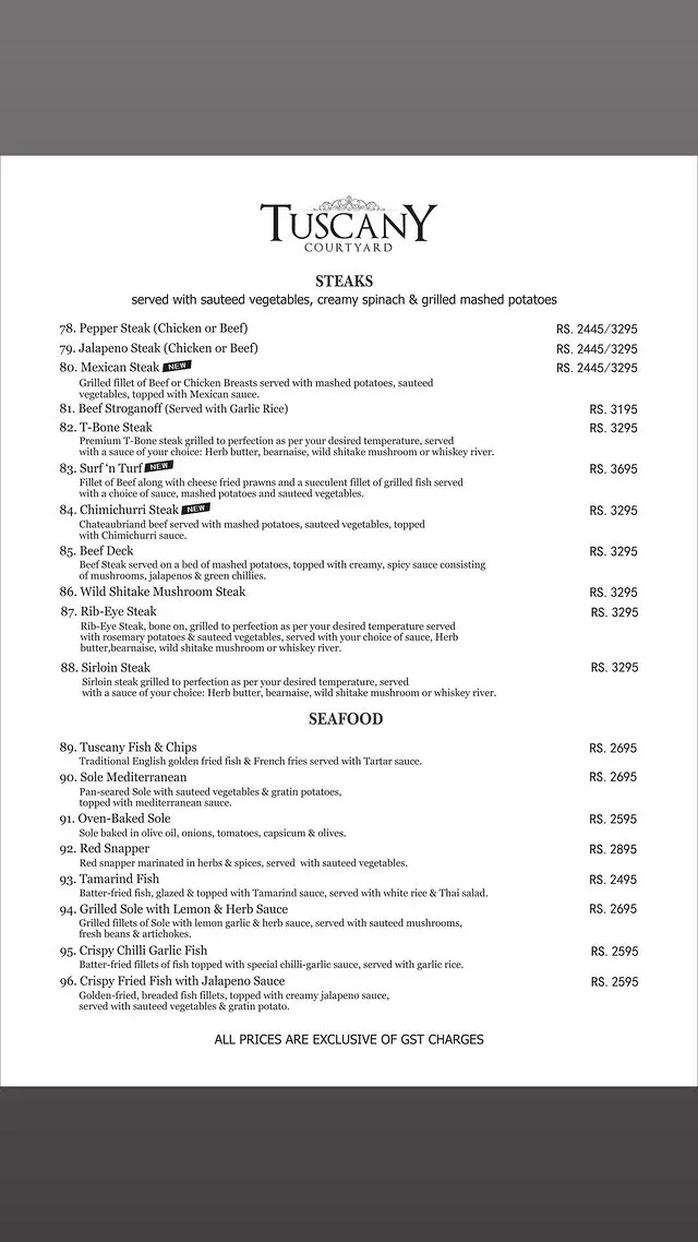 Tuscany Courtyard menu, page 6