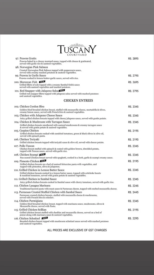 Tuscany Courtyard menu, page 7