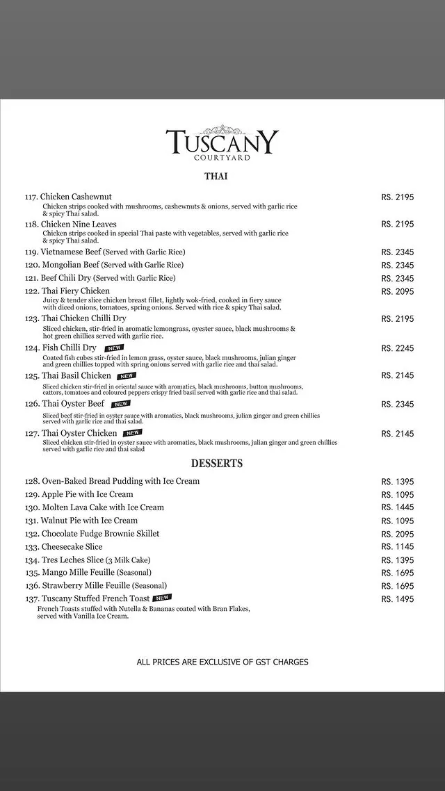 Tuscany Courtyard menu, page 8