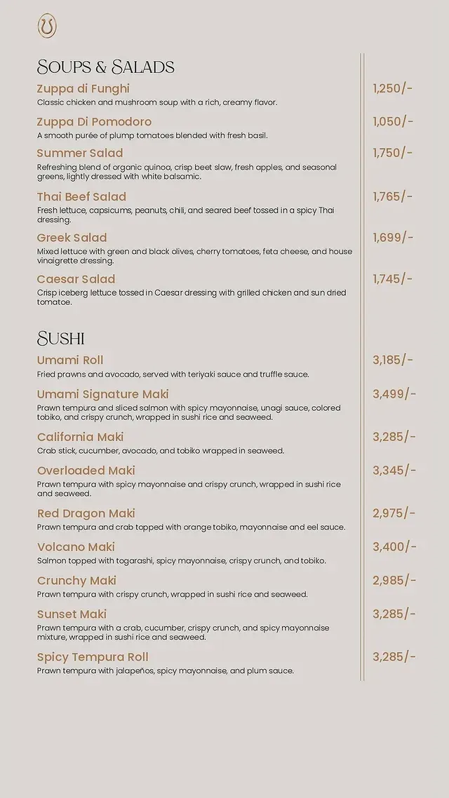 UMAMI menu, page 3