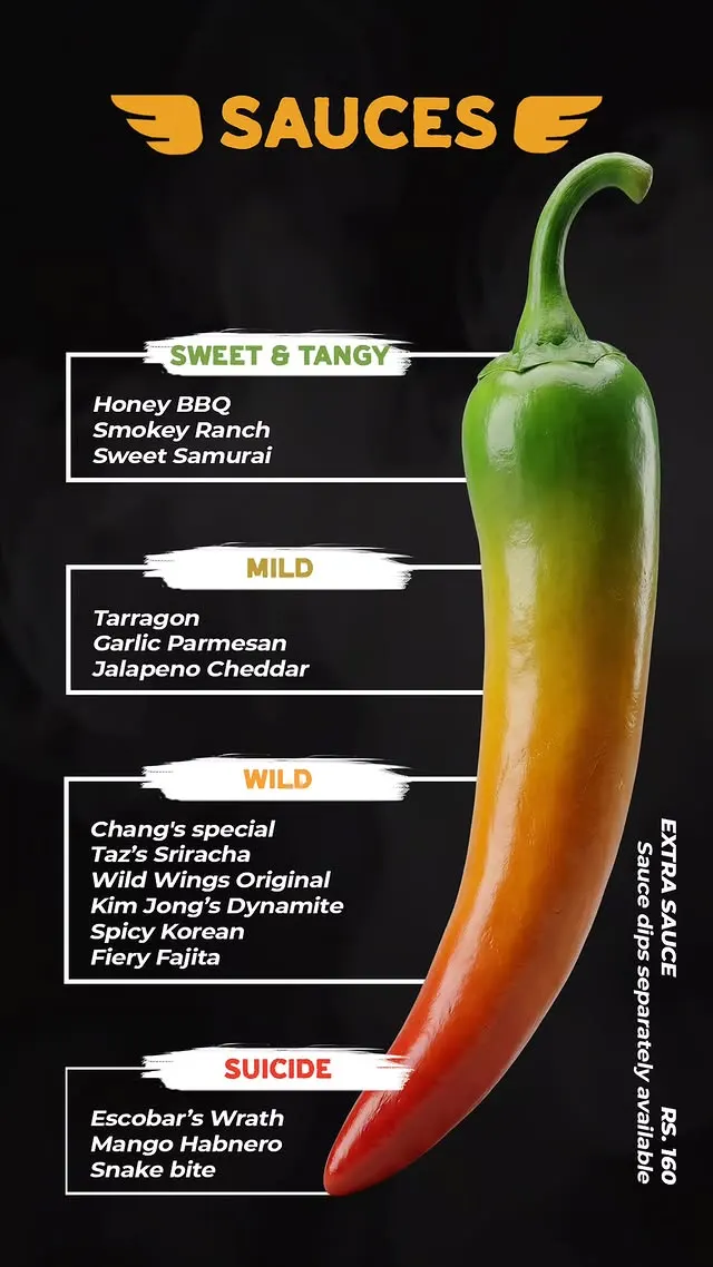 Wild Wings menu, page 5