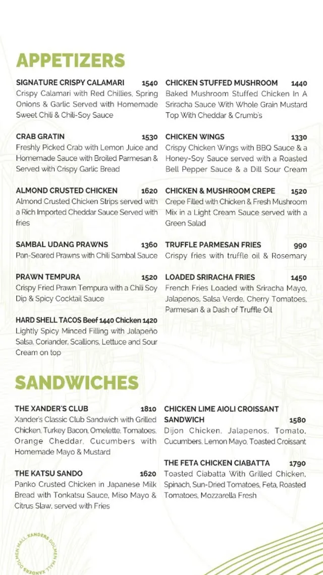 Xander's menu, page 3