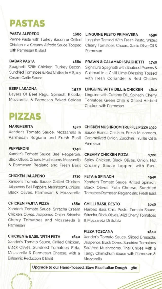 Xander's menu, page 5