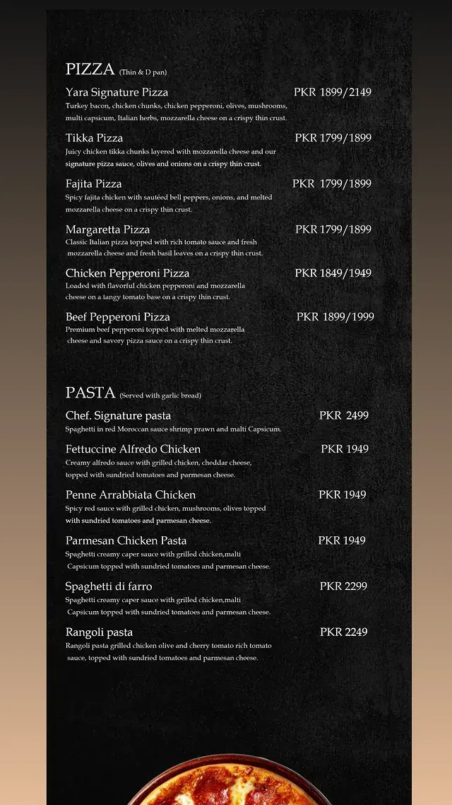 Yara Restaurant, Cafe & Hookah Lounge menu, page 2