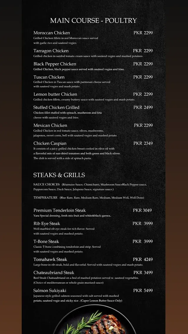 Yara Restaurant, Cafe & Hookah Lounge menu, page 3