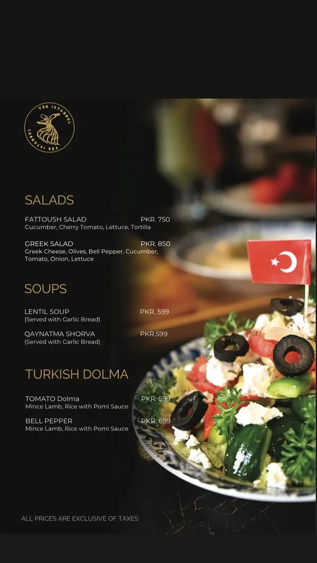 Yer Istanbul menu, page 1