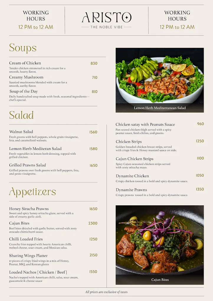 Aristo menu, page 2
