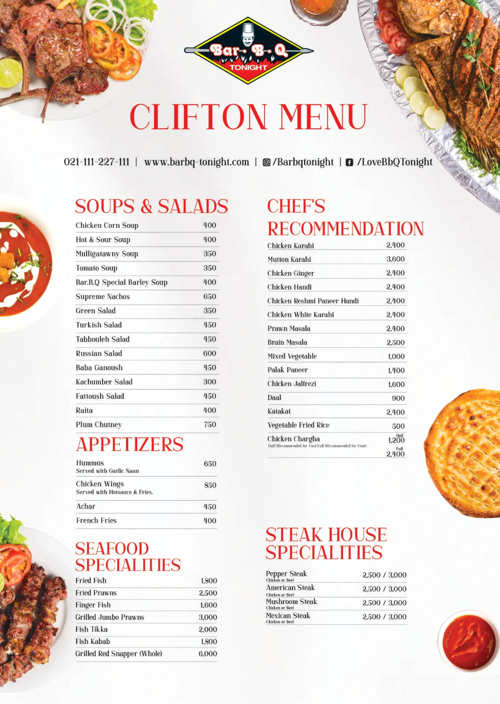Bar BQ Tonight Clifton menu, page 1