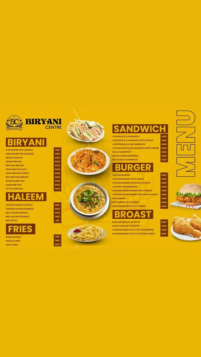 Biryani Centre menu, page 2