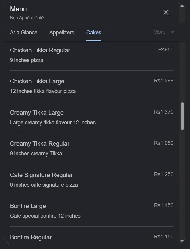 Bon Appetit Cafe menu, page 4