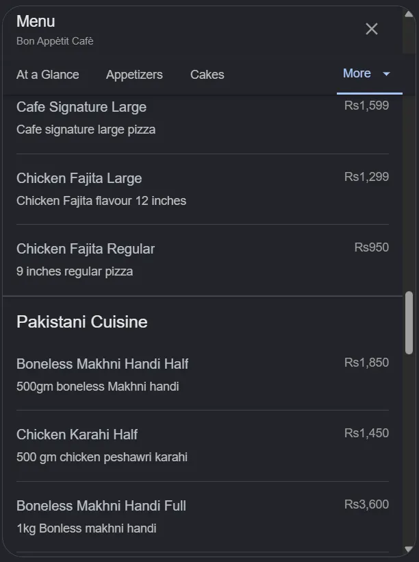 Bon Appetit Cafe menu, page 5