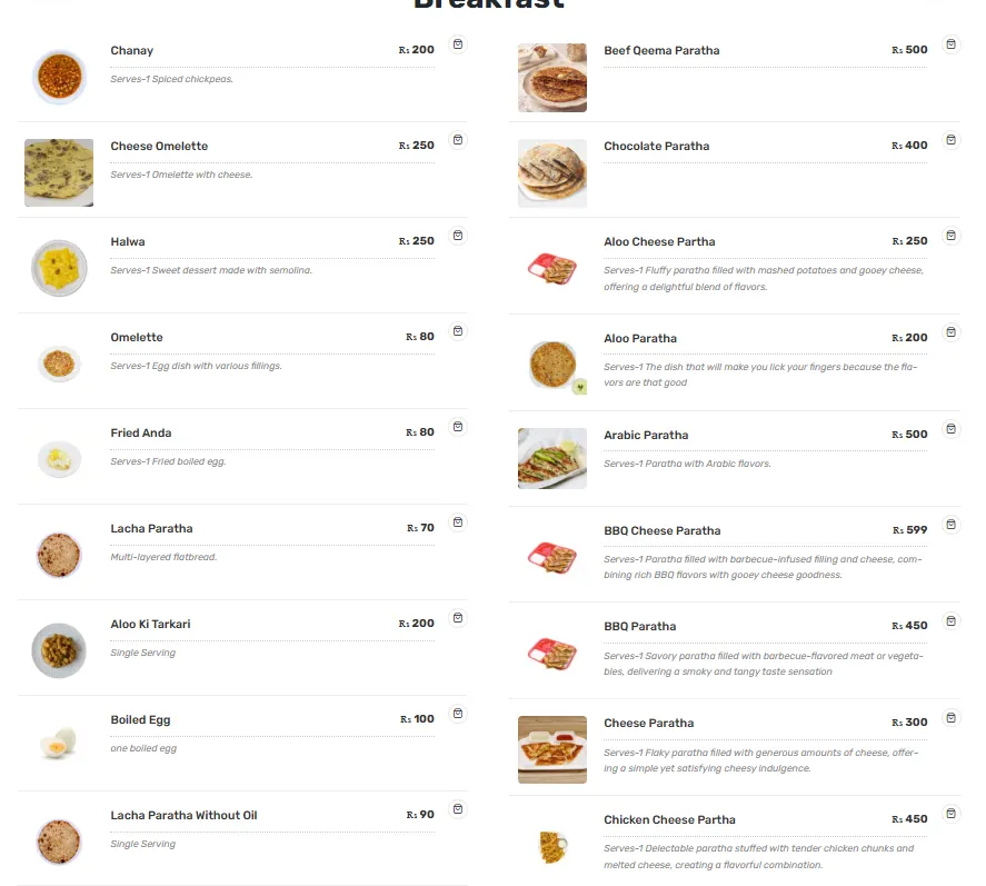 Cafe Clifton menu, page 1