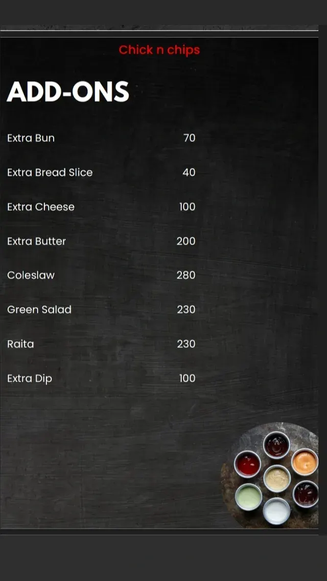 Chick-N-Chips menu, page 8