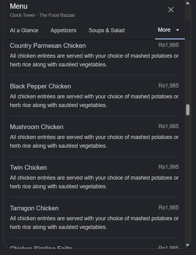 Clock Tower - The Food Bazaar menu, page 10