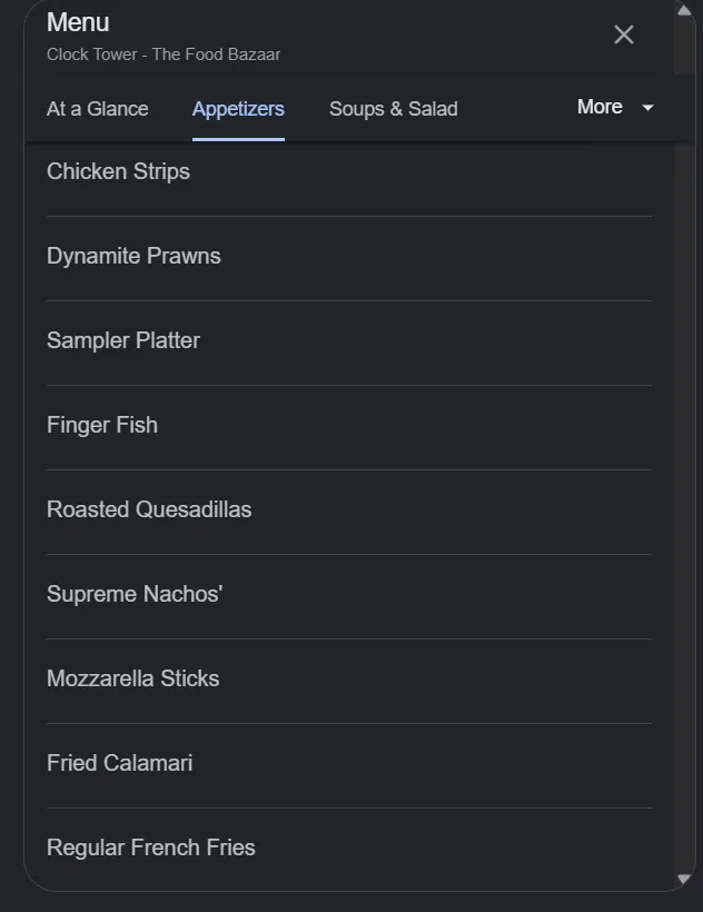 Clock Tower - The Food Bazaar menu, page 2