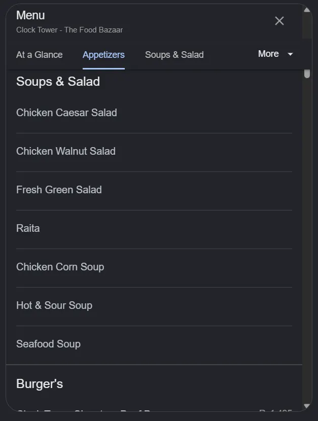 Clock Tower - The Food Bazaar menu, page 3