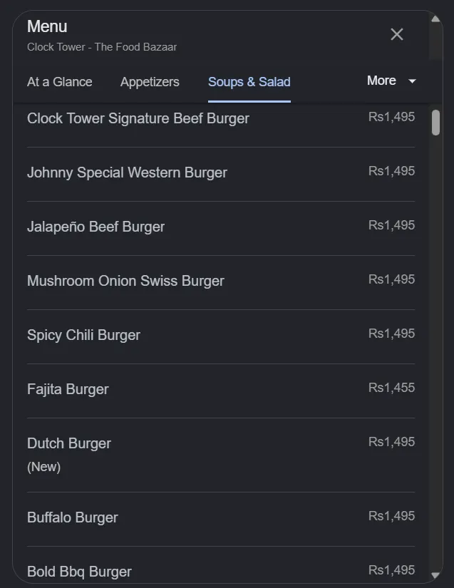 Clock Tower - The Food Bazaar menu, page 4