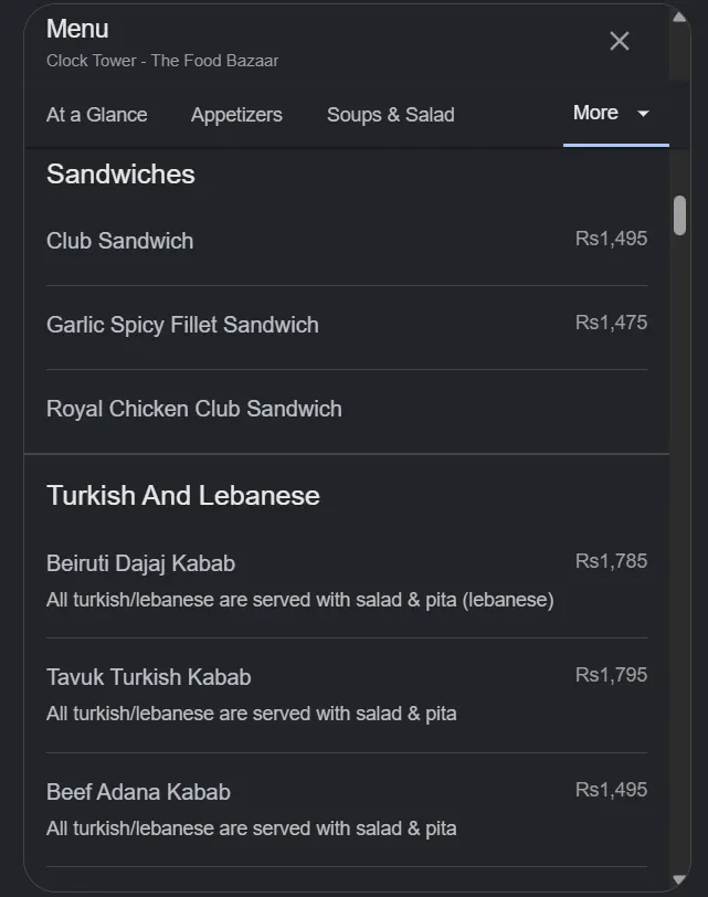 Clock Tower - The Food Bazaar menu, page 5