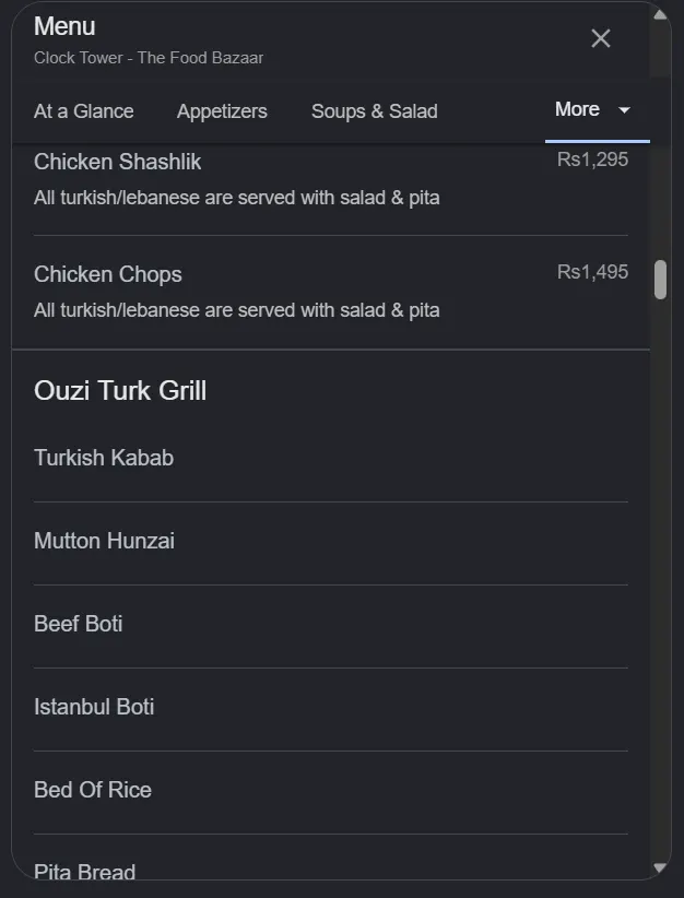 Clock Tower - The Food Bazaar menu, page 7