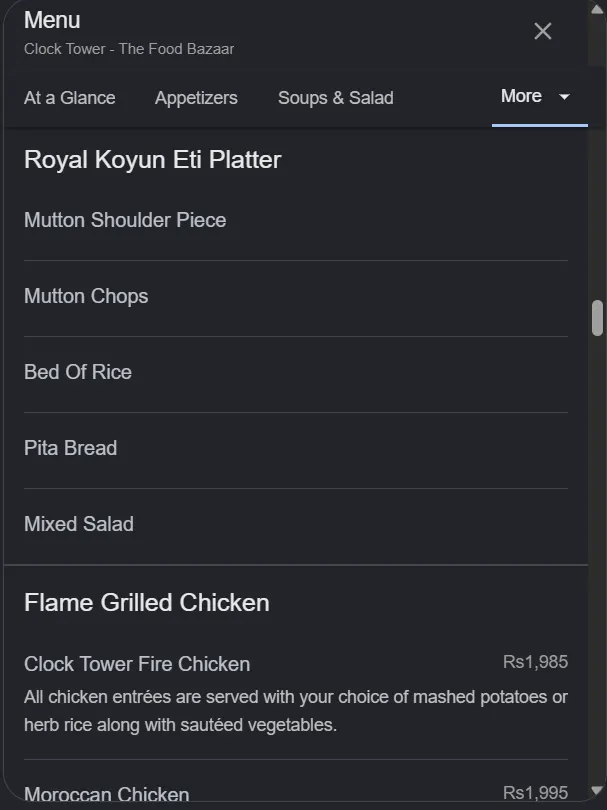 Clock Tower - The Food Bazaar menu, page 9