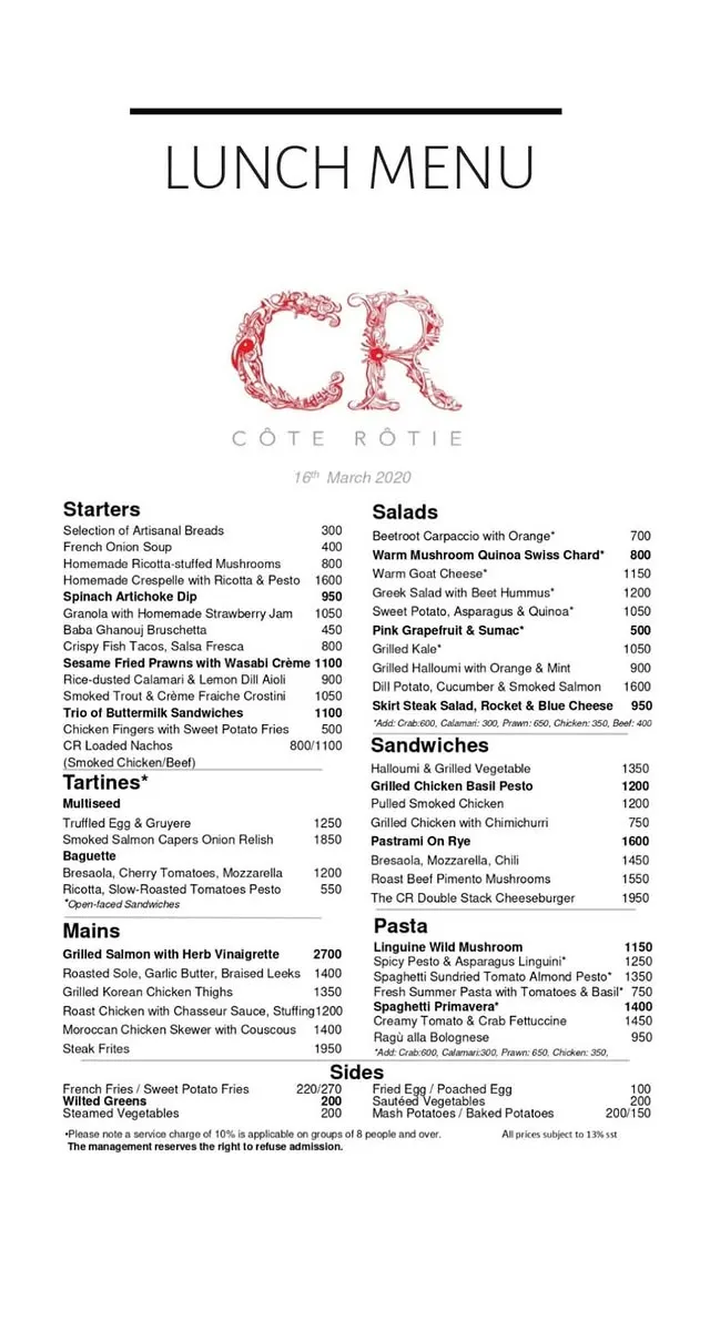Cote Rotie menu, page 3