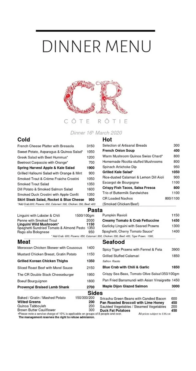 Cote Rotie menu, page 4