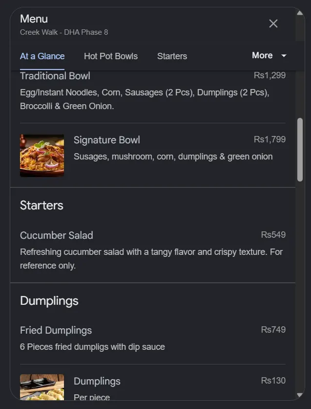 Creek Walk - DHA Phase 8 menu, page 2