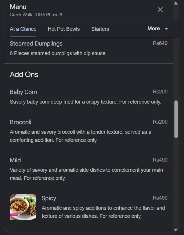 Creek Walk - DHA Phase 8 menu, page 3