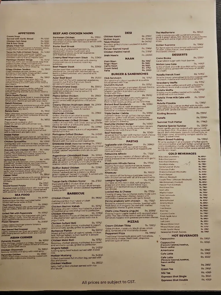 Flamme menu, page 1
