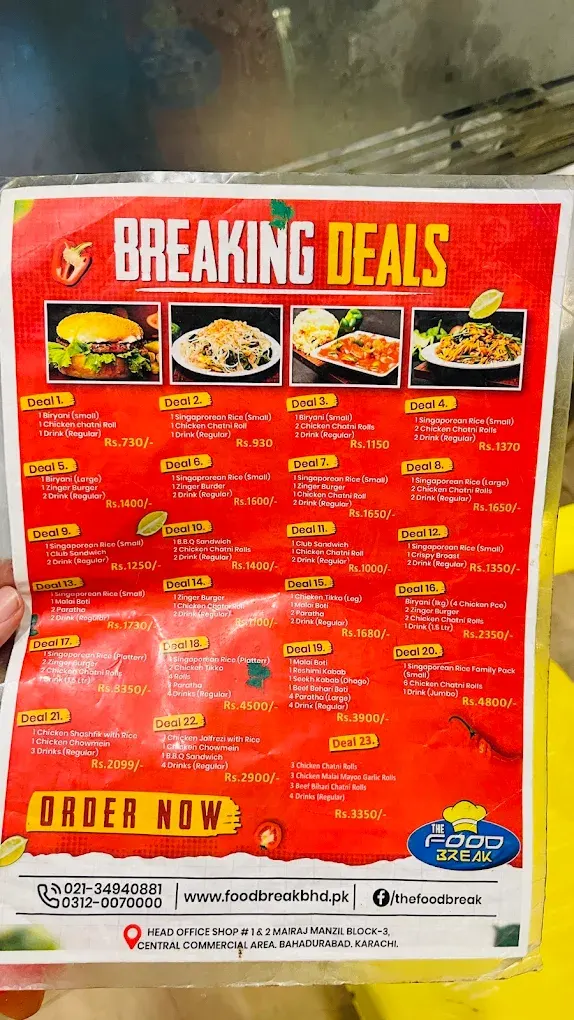 Food Break menu, page 2