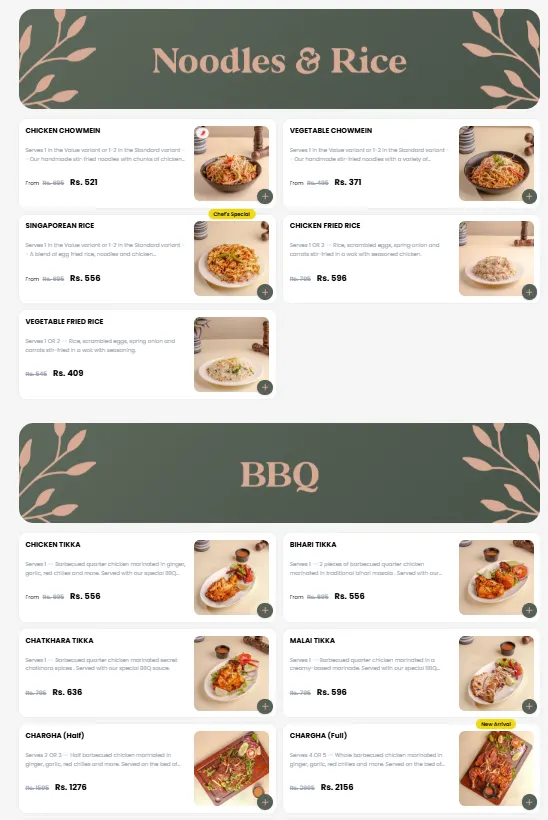 Foods Inn menu, page 10