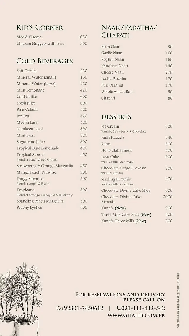 Ghalib Restaurant Karachi menu, page 8