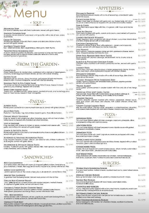 Jardin menu, page 1