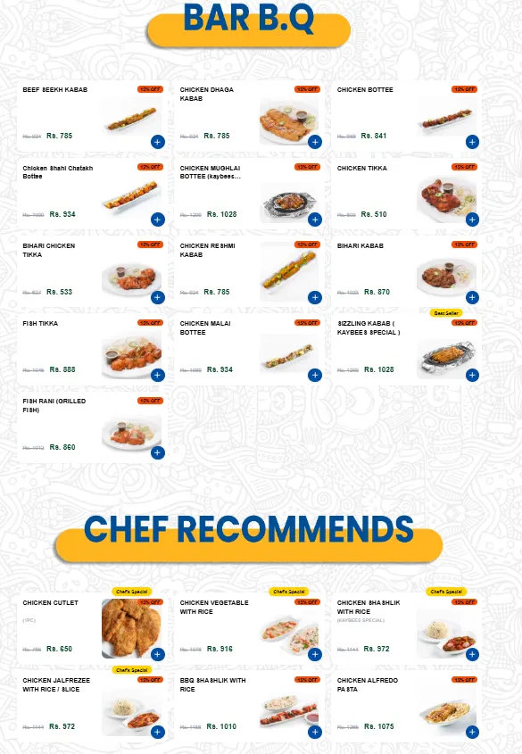 Kaybees Badar Commercial menu, page 7