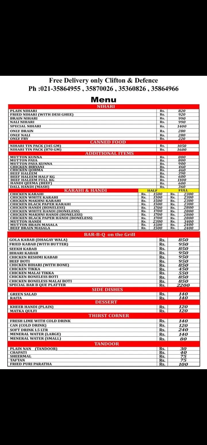 Nihari Inn menu, page 3